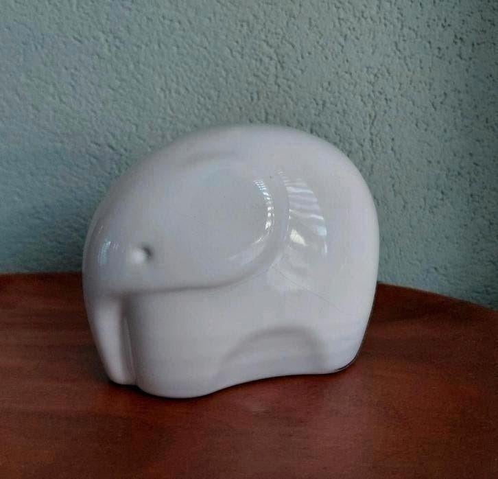 Vintage Wit Olifant Beeld - Retro, Antiek en Kunst, Verzenden