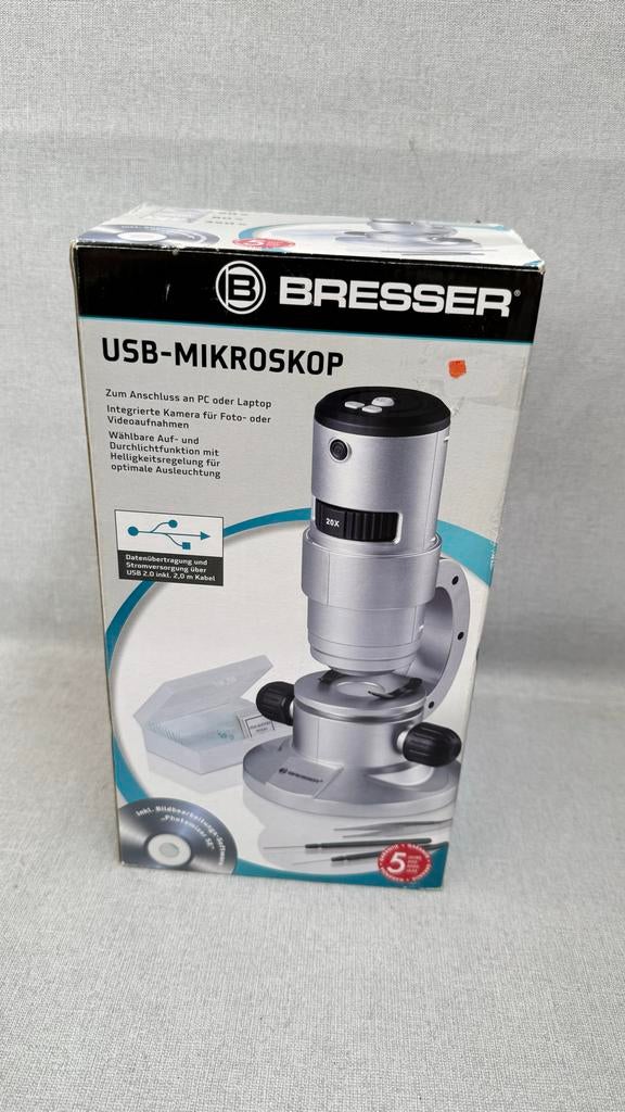 Nieuw: Bresser USB-Microscoop 20x, 80x, 350x Vergroting, Ophalen of Verzenden, Nieuw, Minder dan 400x, Biologische microscoop