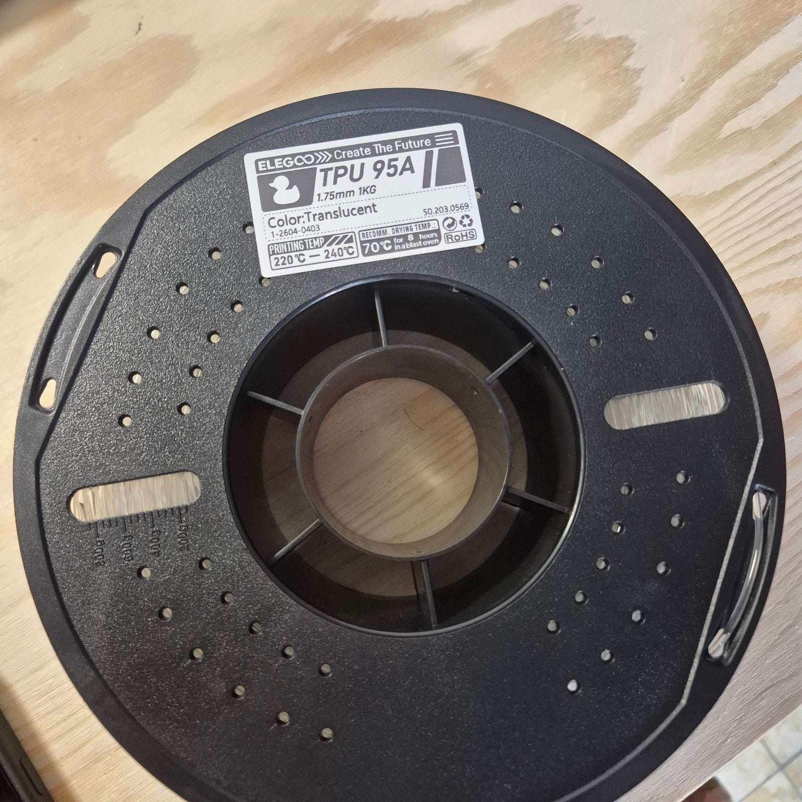 ELEGOO TPU 95A Transparant Filament 1.75mm 1KG, Ophalen, Nieuw, Filament, Elegoo