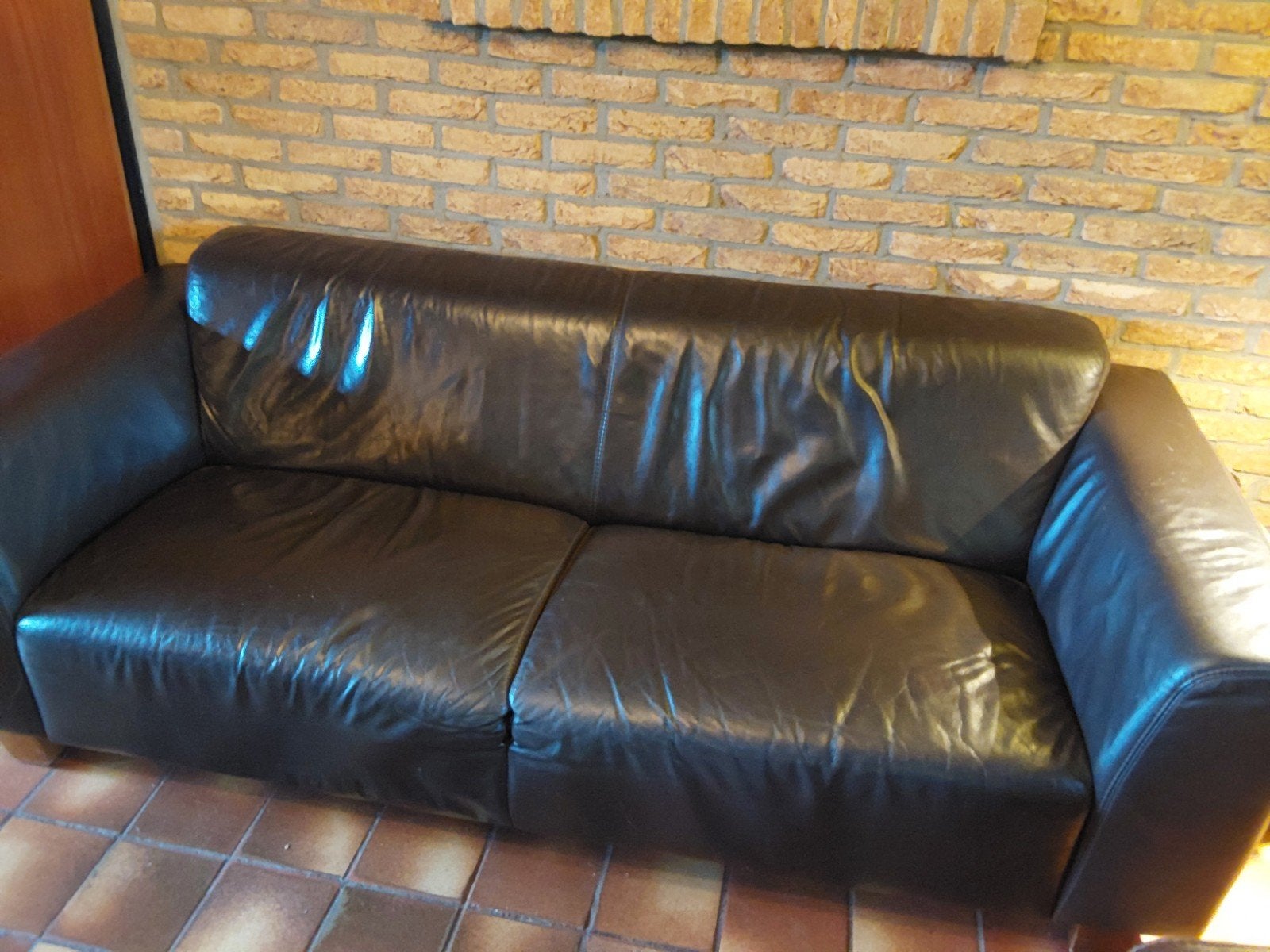 bank leer, Ophalen, Gebruikt, Driepersoons, 200 tot 250 cm