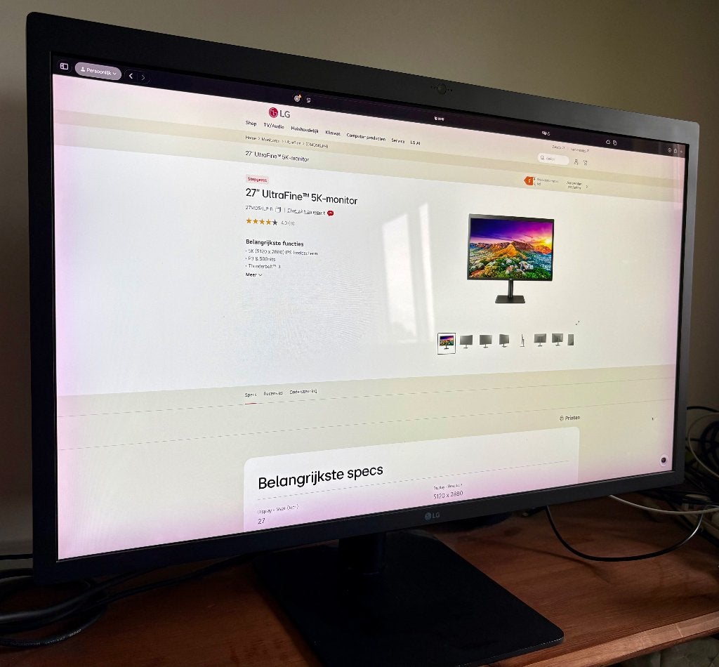 27" UltraFine 5K-monitor, Computers en Software, Monitoren, Ophalen, Ingebouwde speakers, Gebruikt, IPS