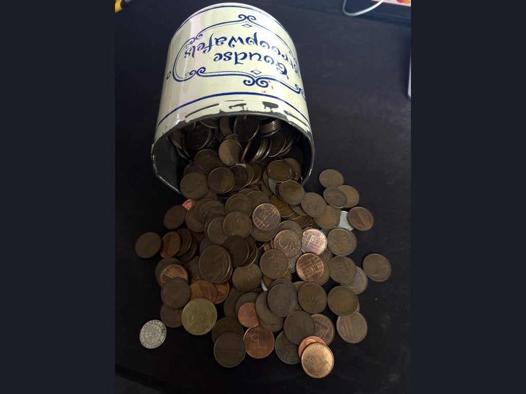 3 kg oude Nederlandse munten, centen en stuivers (gulden), Ophalen of Verzenden, Koningin Juliana, 5 cent, Setje