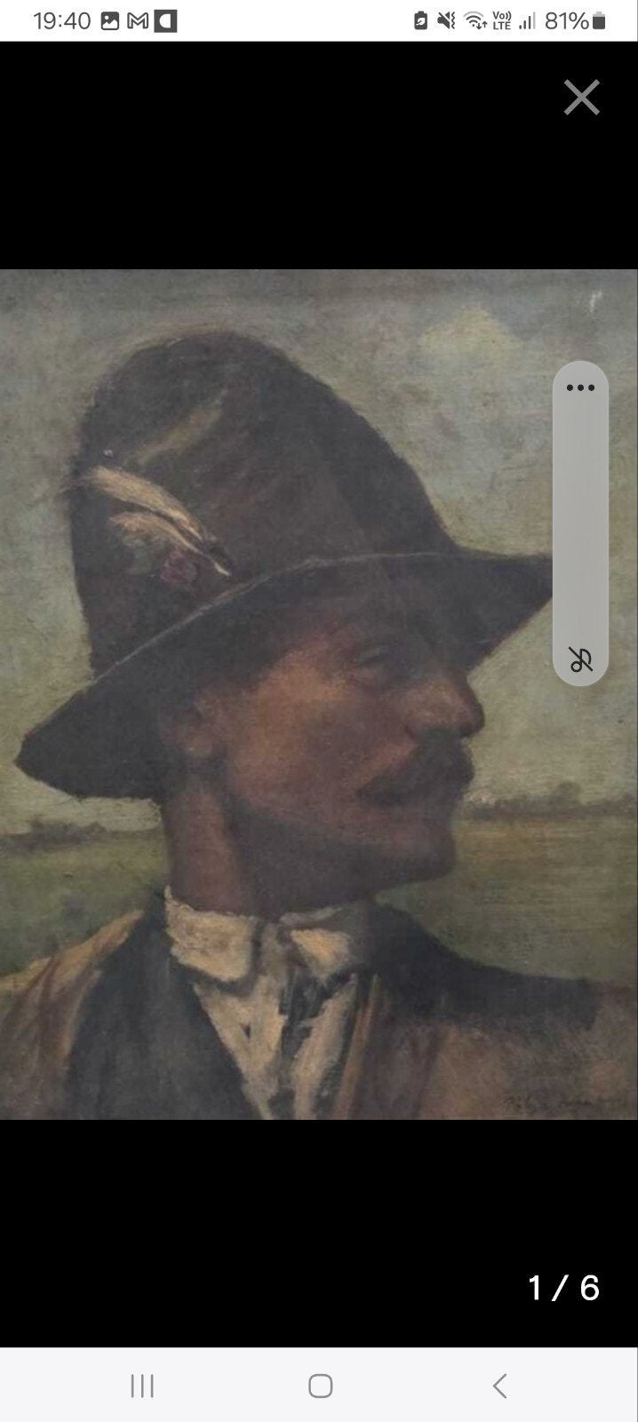 Origineel Ritratto di uomo. Ivan Polya, Antiek en Kunst, Ophalen of Verzenden