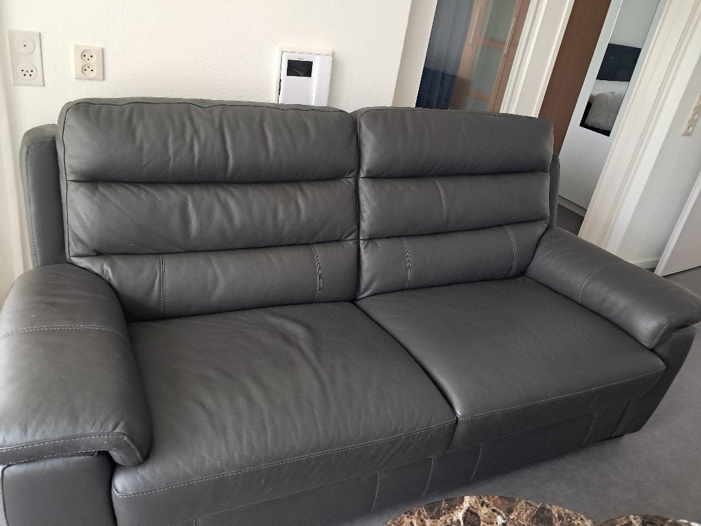 Bank bruin 2/12 zits, Ophalen, Zo goed als nieuw, 75 tot 100 cm, Leer