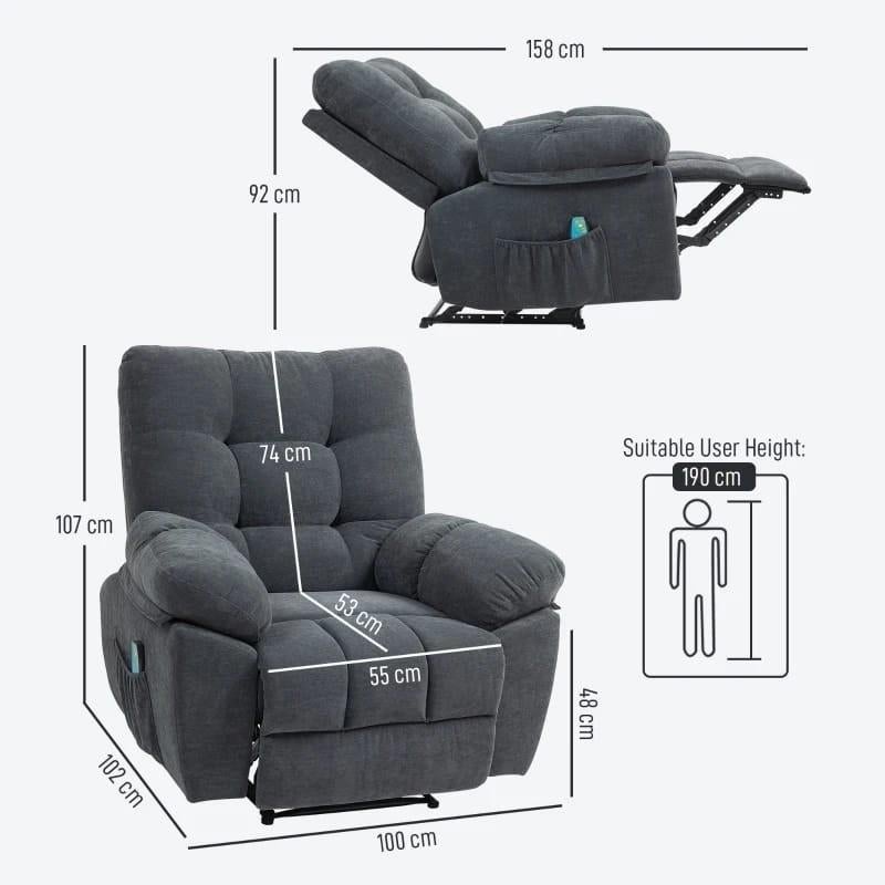 Luxe Massage Relaxfauteuil met Verwarming tv stoel, 100 tot 125 cm, Nieuw, Ophalen of Verzenden, Modern, Comfort, Relax