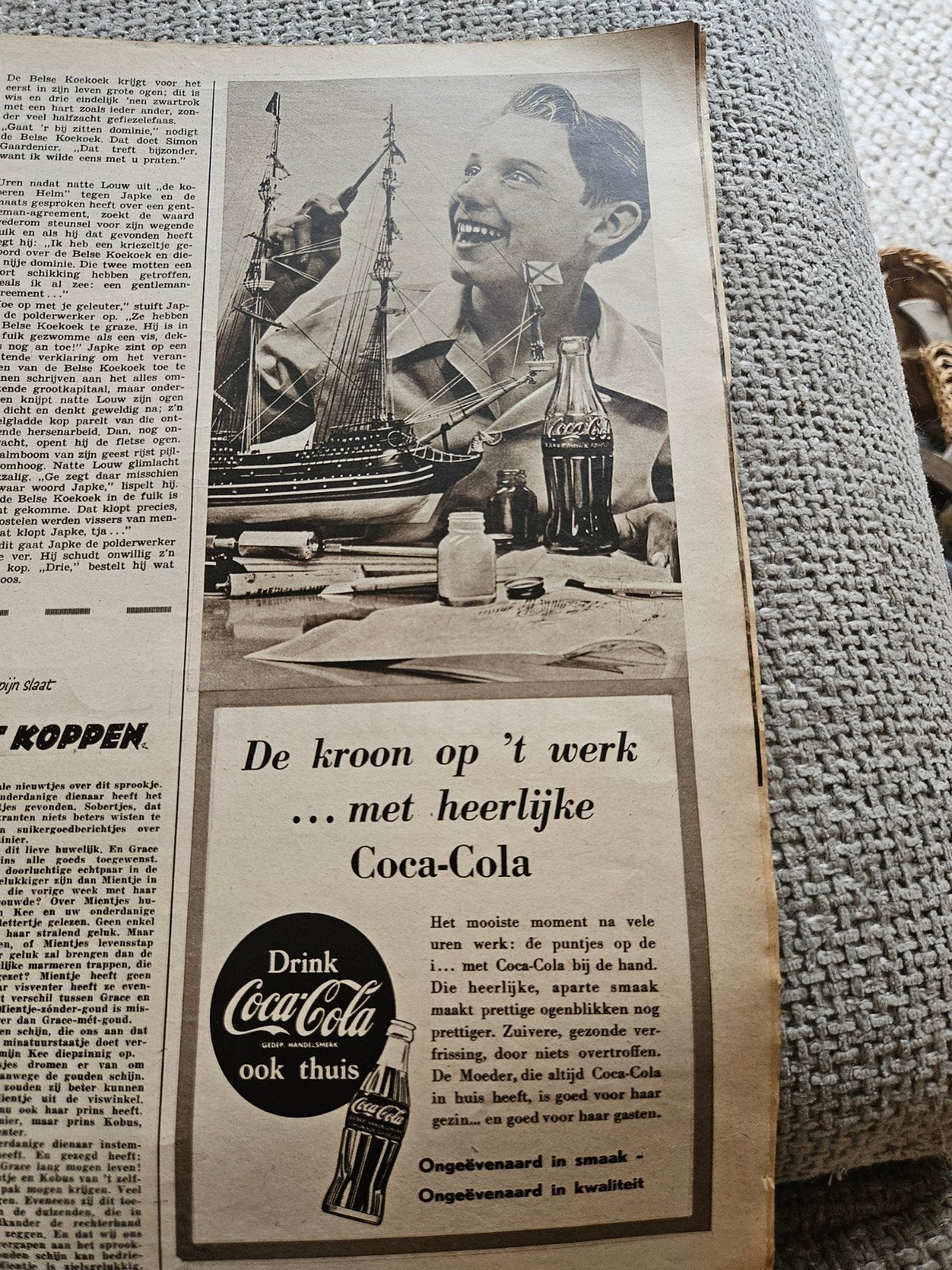 Coca-Cola Advertentie 1956- De Kroon op 't Werk, Ophalen of Verzenden, Gebruikt, Reclamebord