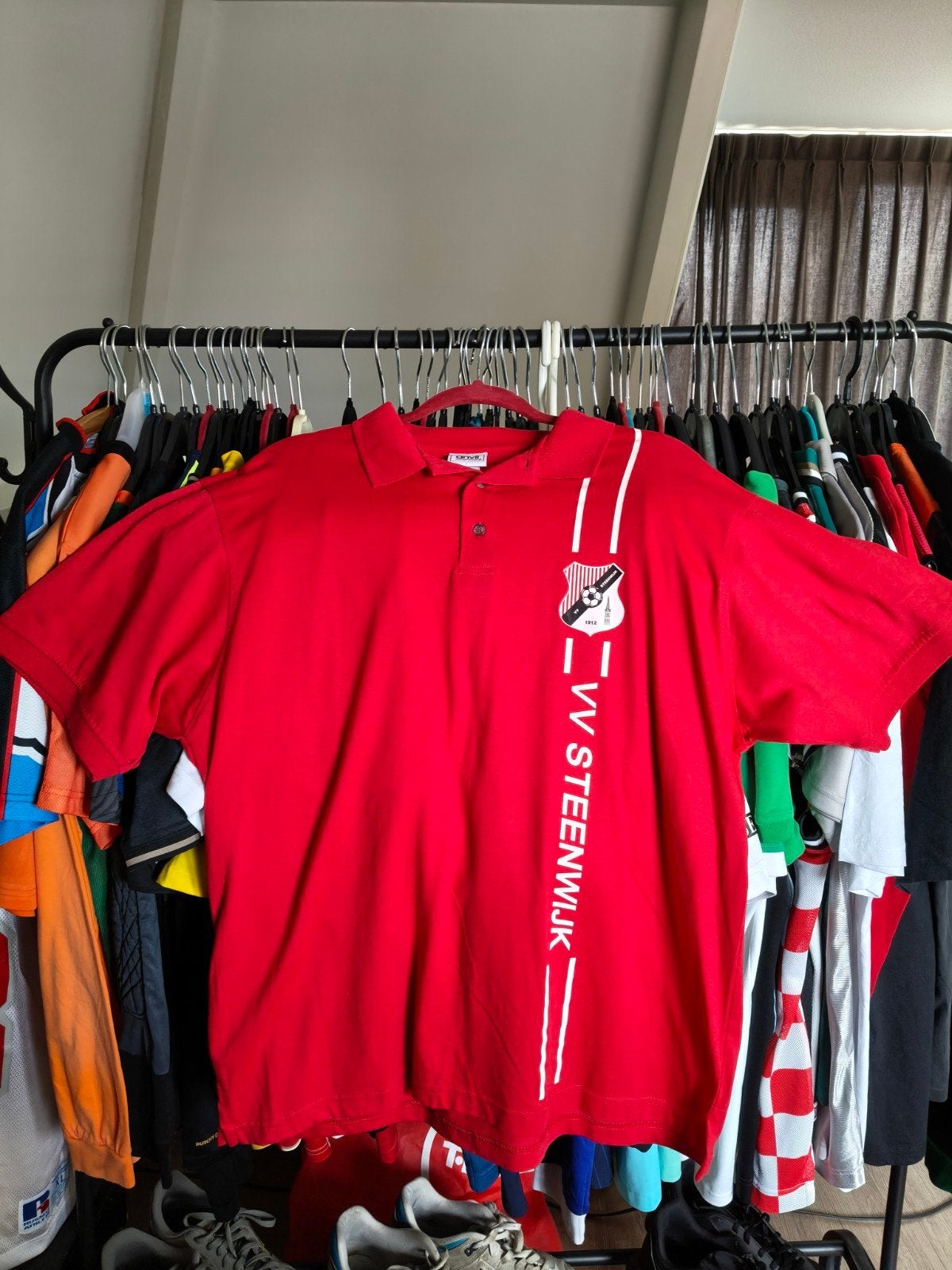 (Volwassenen XL) Anvil vv Steenwijk Katoen Rood Polo-Shirt, Maat 56/58 (XL), Gedragen, Rood, Anvil