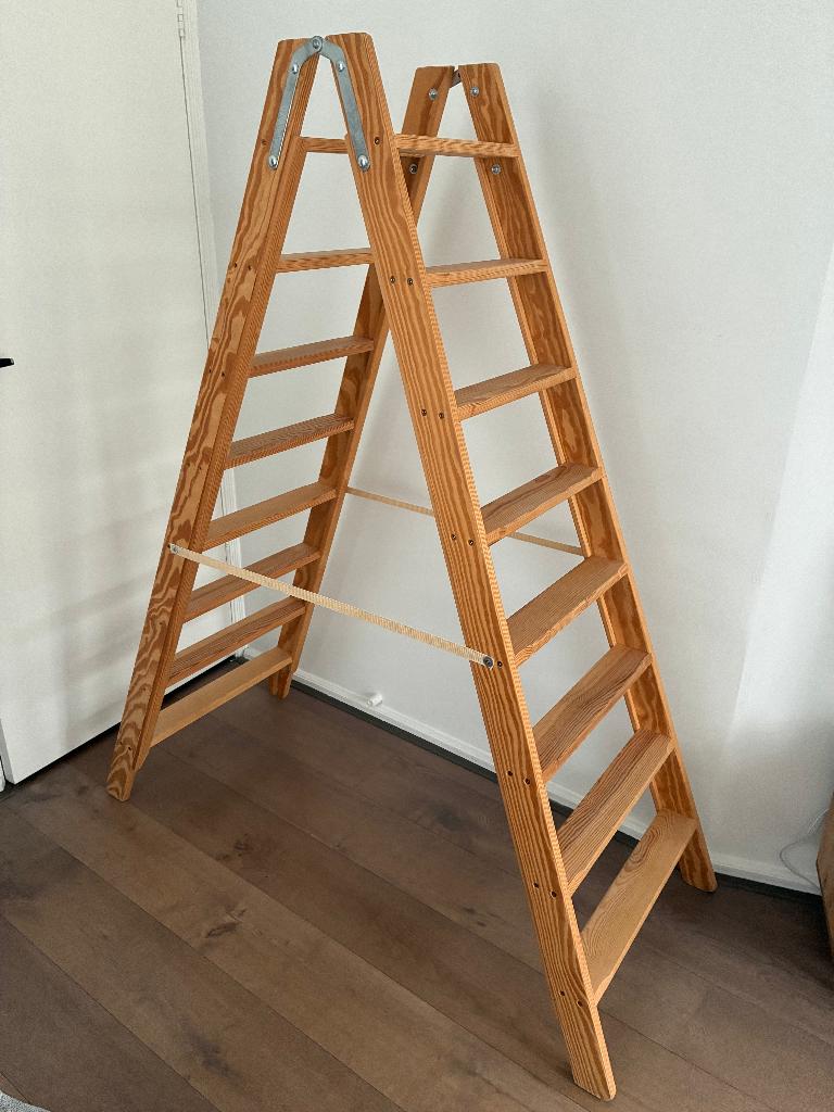 Schilders houten ladder, Doe-het-zelf en Verbouw, Ladders en Trappen, Ophalen, Zo goed als nieuw, Ladder, Opvouwbaar of Inschuifbaar