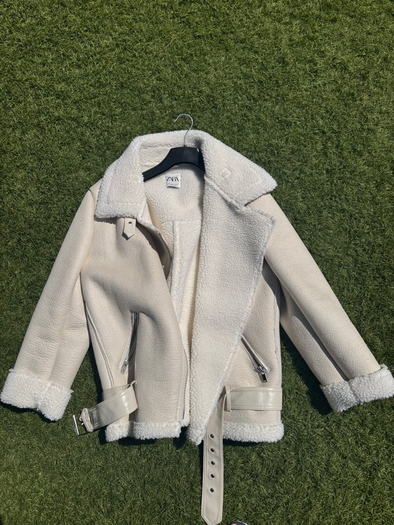 Nieuw! Prachtig Zara Double-Face Aviator Jack / Lammy Coat, Wit, Maat 46/48 (XL) of groter, Nieuw, Ophalen of Verzenden