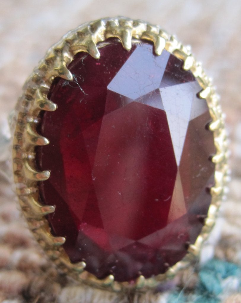 Robijn 100% natuurlijk 17,95 karaat groot design zegelring, Sieraden, Tassen en Uiterlijk, Ophalen, 18 tot 19, Zo goed als nieuw