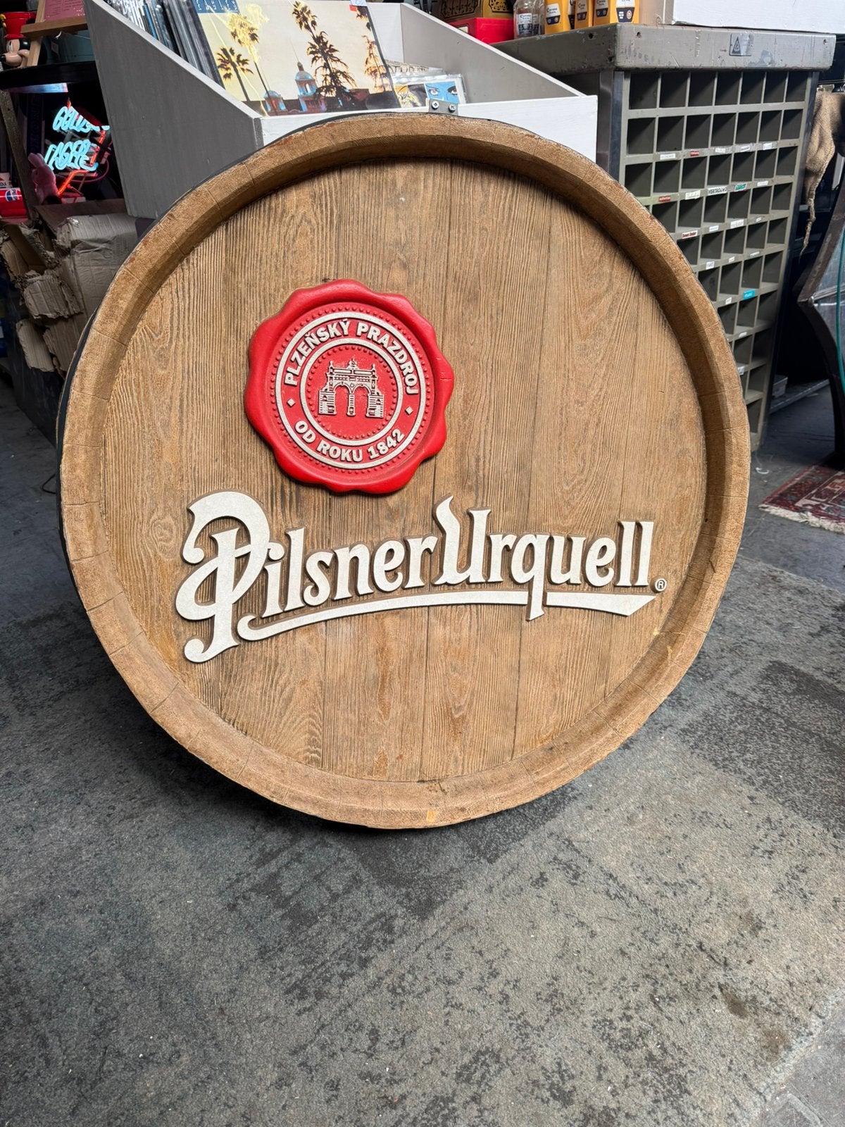 XXL Wanddecoratie Pilsner Urquell Vatdeksel, Huis en Inrichting, Woonaccessoires | Wanddecoraties, Ophalen, Gebruikt, Industrieel