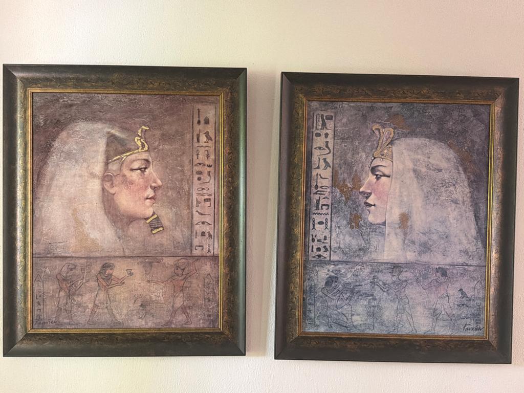 Twee Egyptische schilderijen., Ophalen of Verzenden