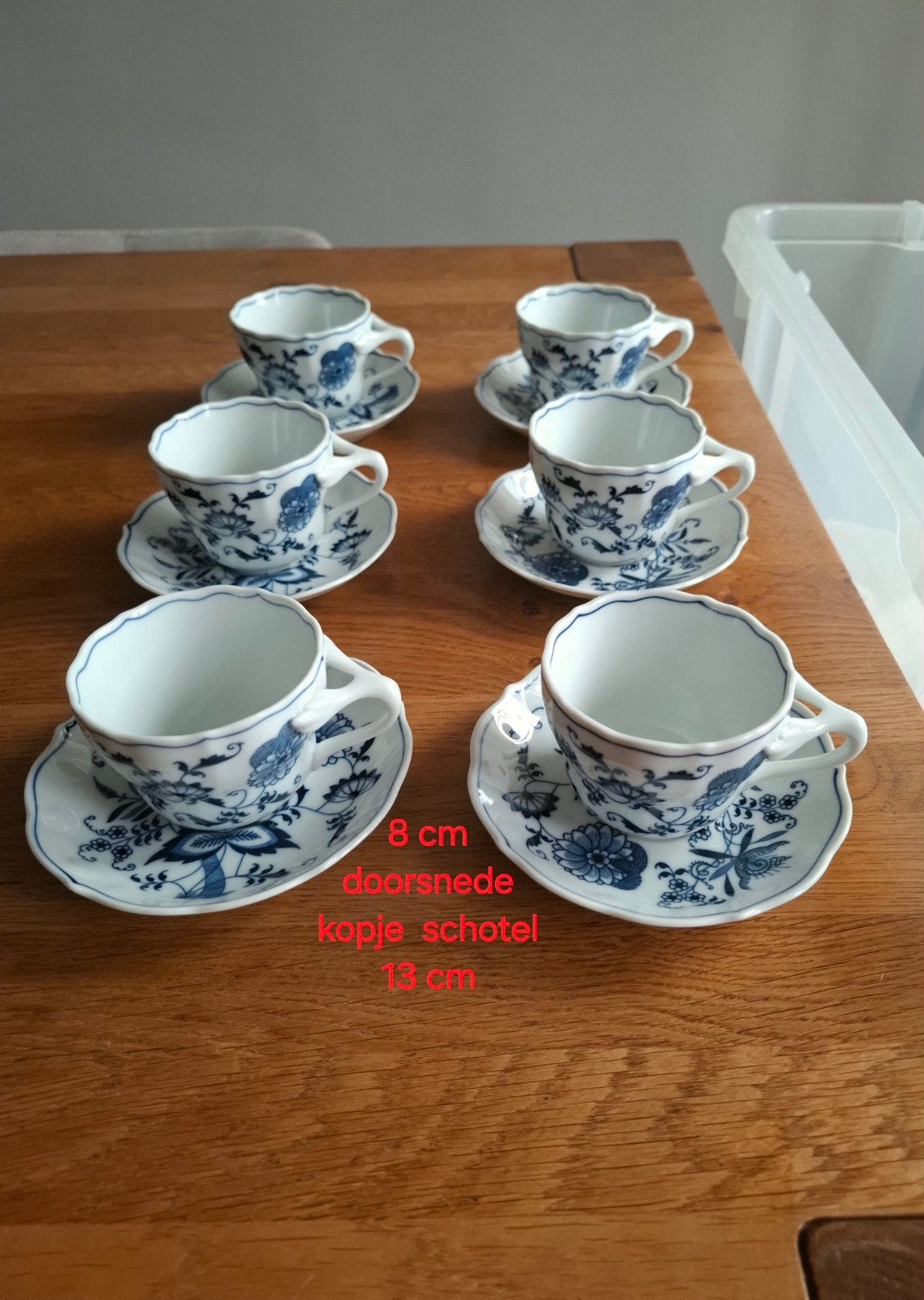 Set van 6 Blue Danube kop en schotels - er, Ophalen of Verzenden