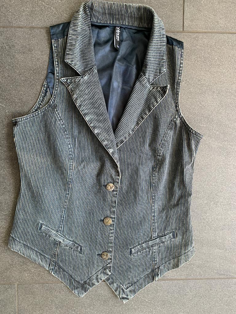 Colours of The World grijzig gestreept dames gilet mt 40 42, Maat 38/40 (M), Blauw, Ophalen of Verzenden, Zo goed als nieuw