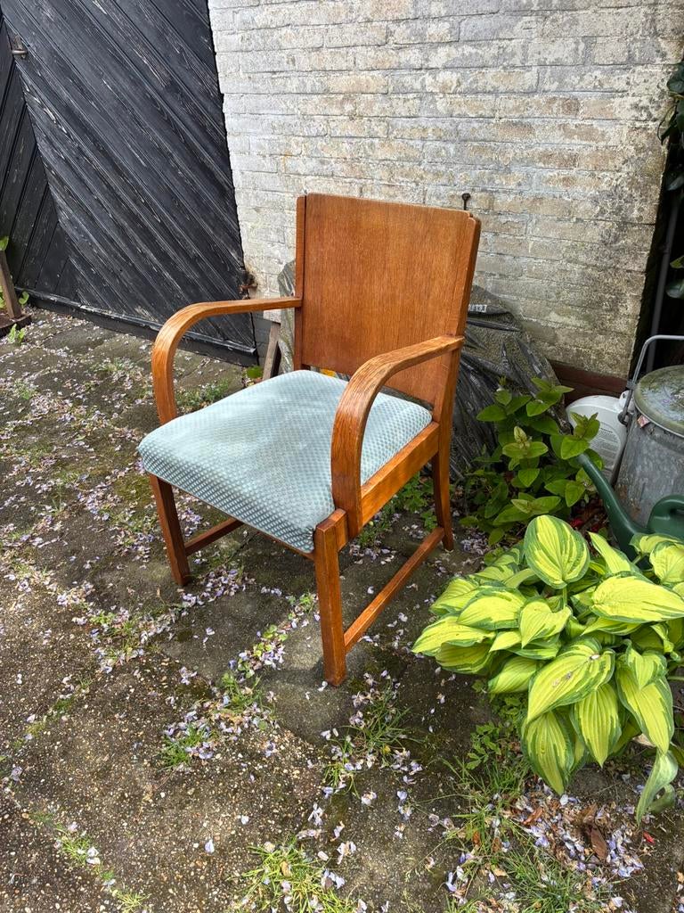 Houten stoel art deco gebogen leuningen, Antiek en Kunst, Ophalen