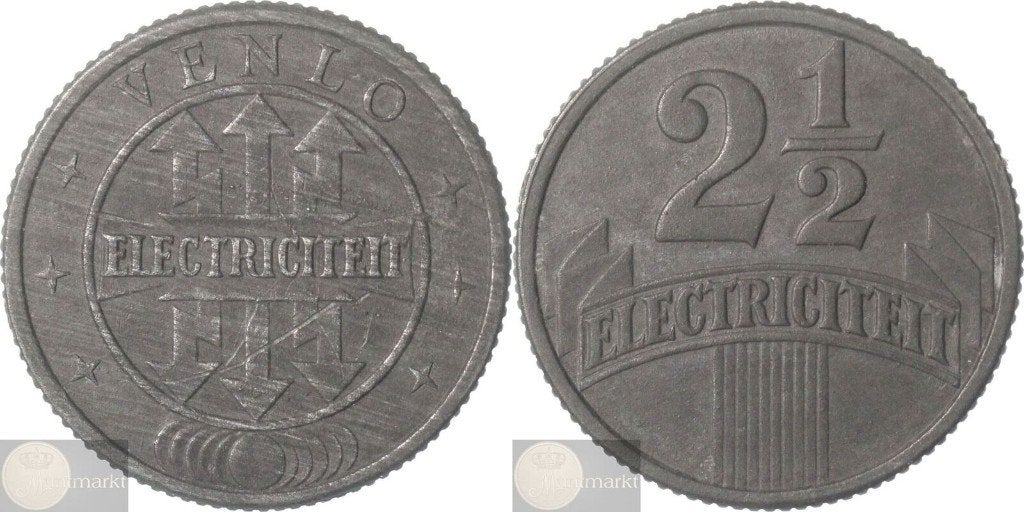 Elektriciteitspenning 2 1/2 Cent z.j. (1942) 'Venlo', Ophalen of Verzenden, Overige materialen, Nederland
