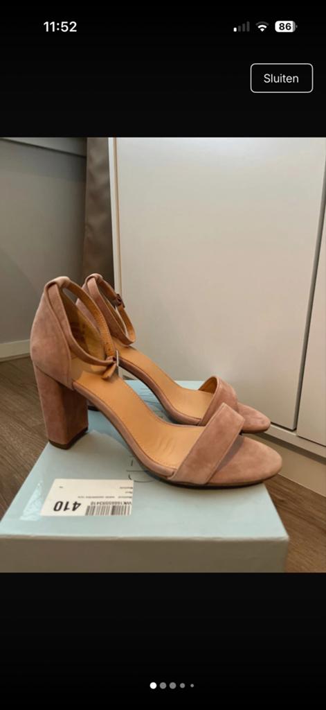 Manfield Roze suède sandalen met blokhak - Maat 41, Nieuw, Roze, Sandalen of Muiltjes, Ophalen of Verzenden