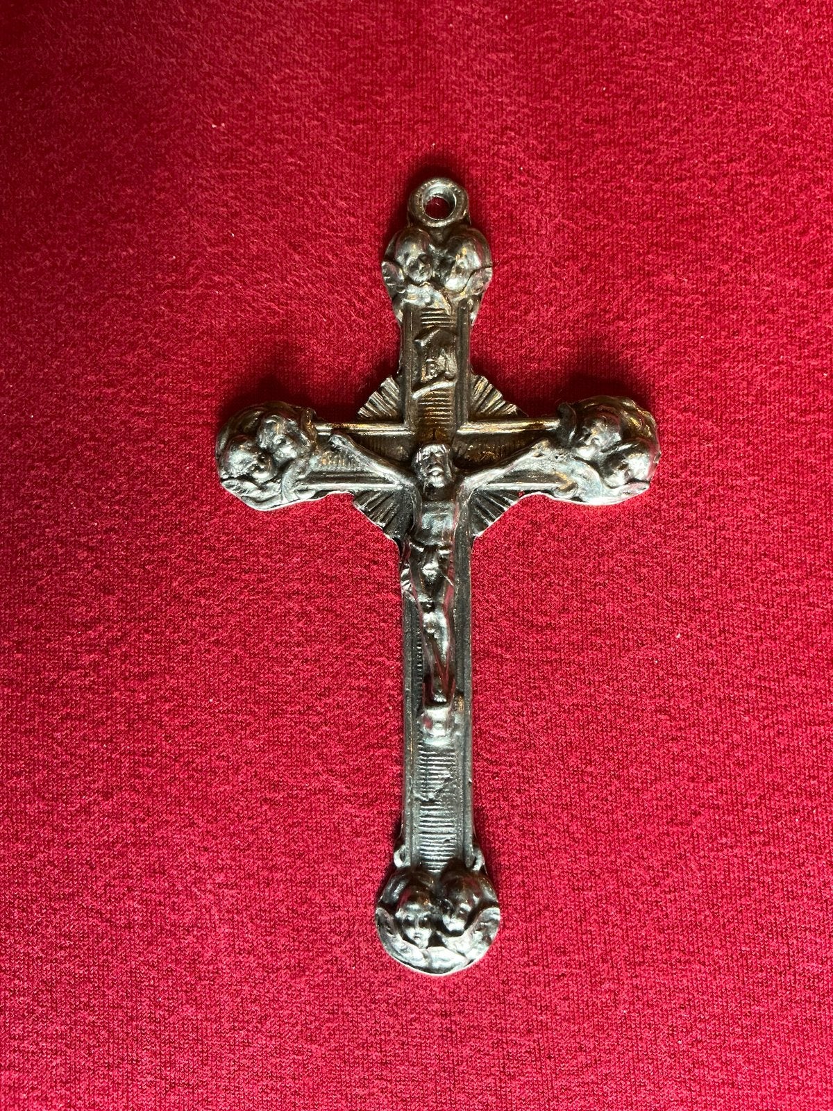 Oud metalen/tinnen kruis ❤️ Corpus, crucifix, Antiek en Kunst, Ophalen of Verzenden