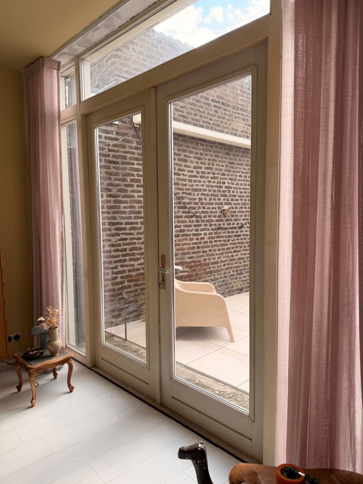 Hardhouten pui met openslaande deuren en dubbel glas, Ophalen, Gebruikt, Buitendeur, Hout