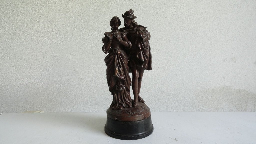 Antiek Beeld "Faust et Marguerite" - Romantisch Koppel, Antiek en Kunst, Ophalen of Verzenden