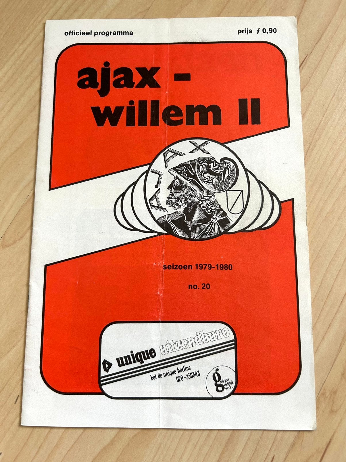 programma 1980 AJAX-WILLEM II, Verzenden, Gebruikt, Ajax