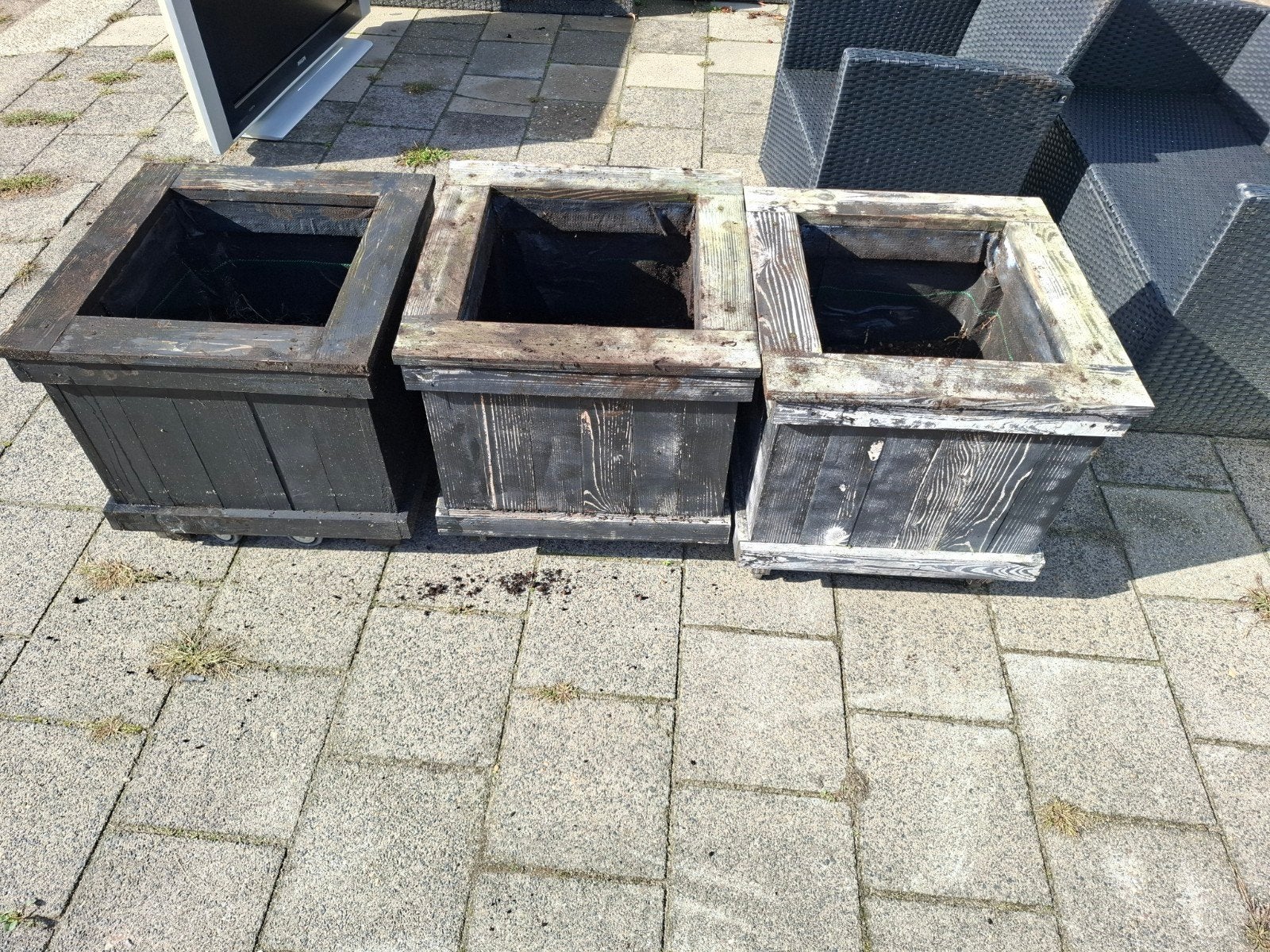 GTATIS 3 BLOEMBAKKEN, Tuin en Terras, Ophalen, Gebruikt, Kunststof, Minder dan 30 cm