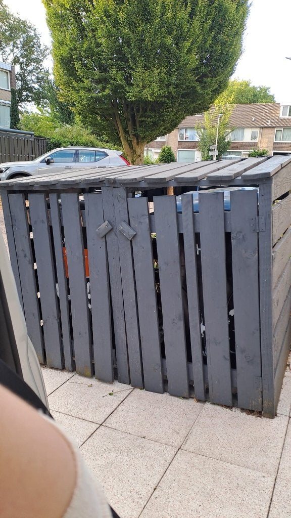 Afvalcontainer ombouw, Tuin en Terras, Ophalen, Gebruikt, Hout, Containerberging