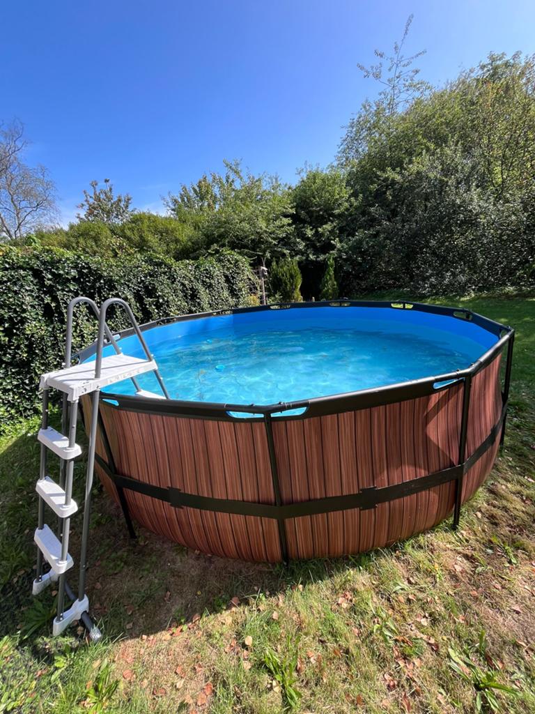 EXIT Zwembad Ø 450 cm met o.a. pomp en trap, Tuin en Terras, Zwembaden, Ophalen, Gebruikt, 80 tot 120 cm, Rond