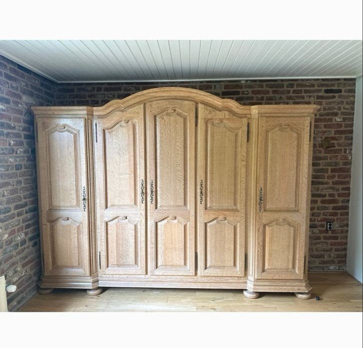 Massief eiken houten vintage kledingkast - Klassiek design, Ophalen