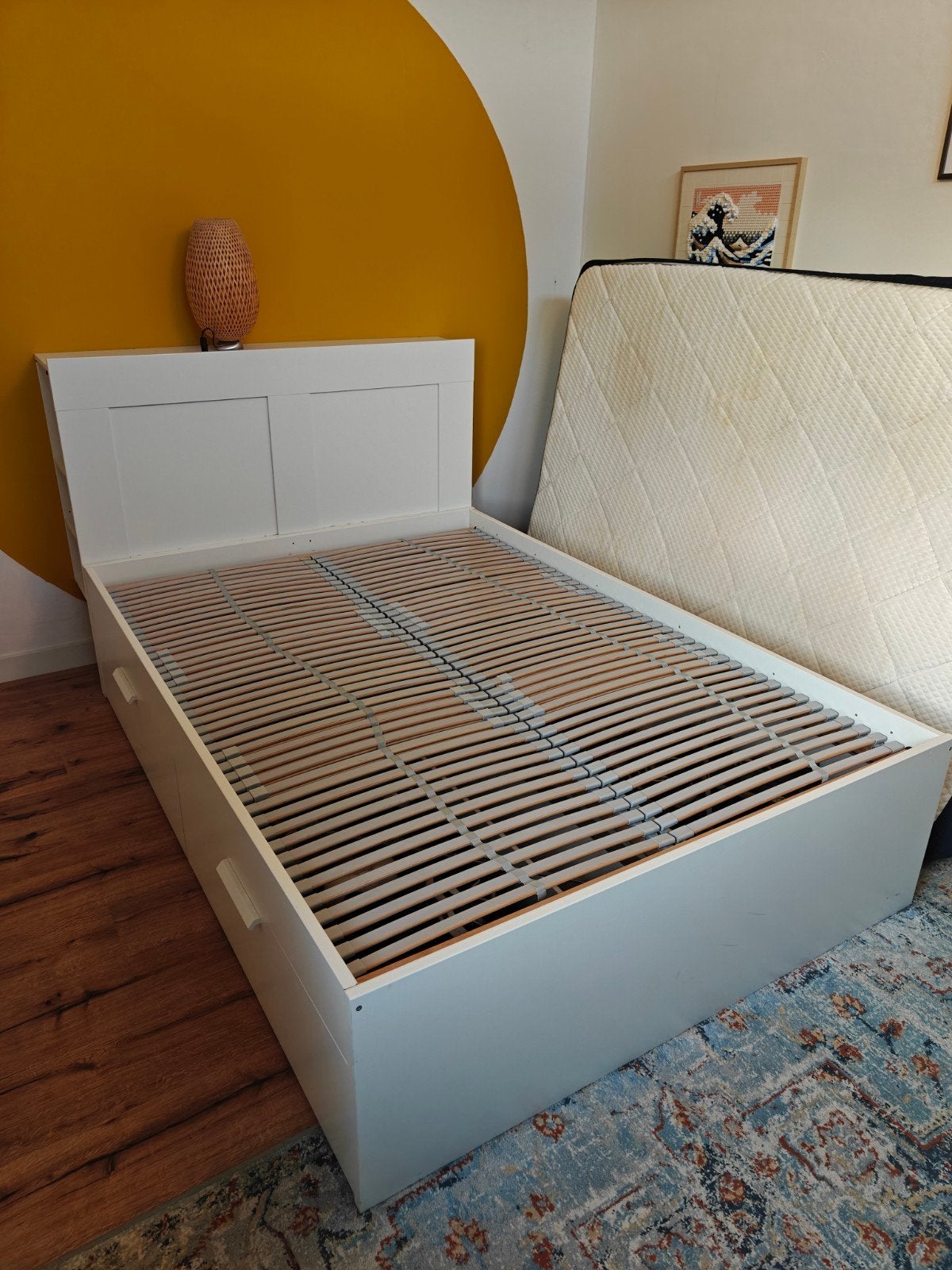 Ikea BRIMNES bed 140x200 met hoofdeinde, Ophalen, Gebruikt, Wit, Tweepersoons