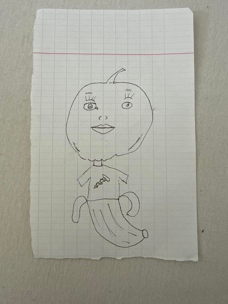 Unieke Pompoen-Banaan Tekening - Originele Kunst, Verzenden