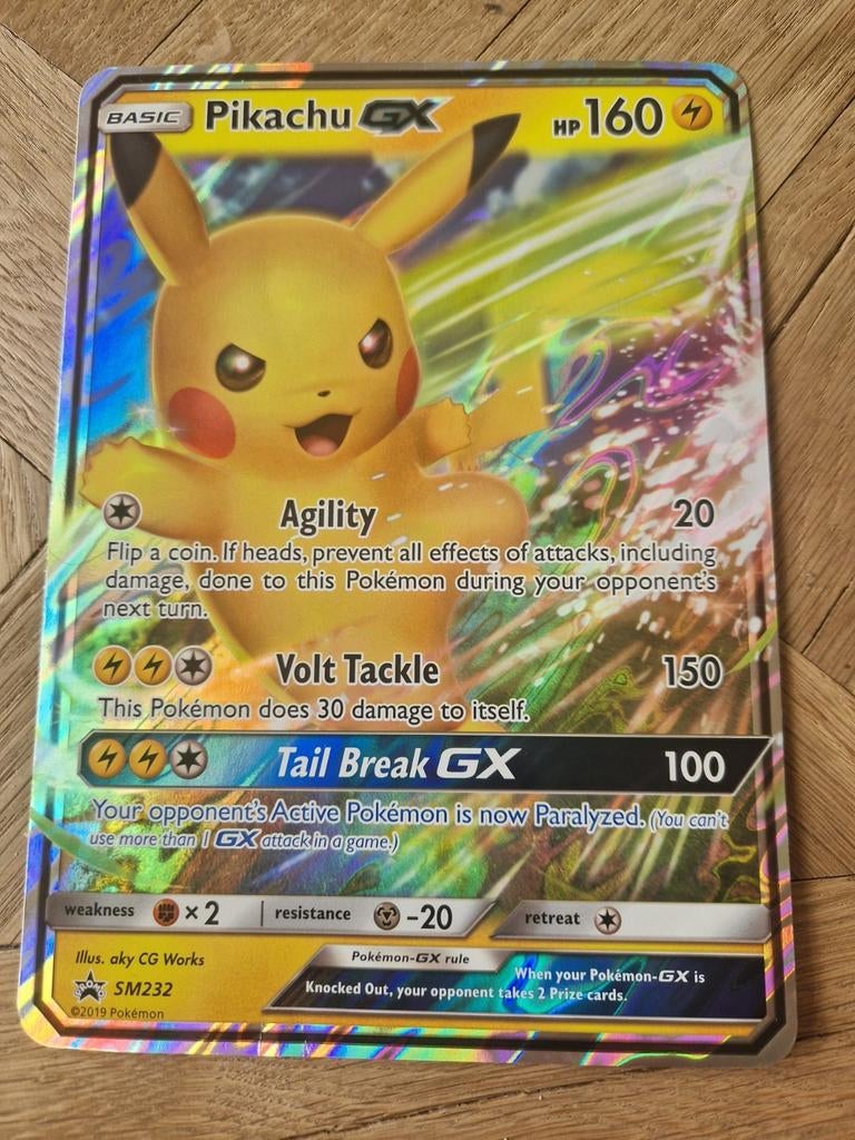 Jumbo Pikachu GX SM232 Pokémon Kaart - Zo goed als nieuw, Ophalen of Verzenden, Zo goed als nieuw, Losse kaart, Foil
