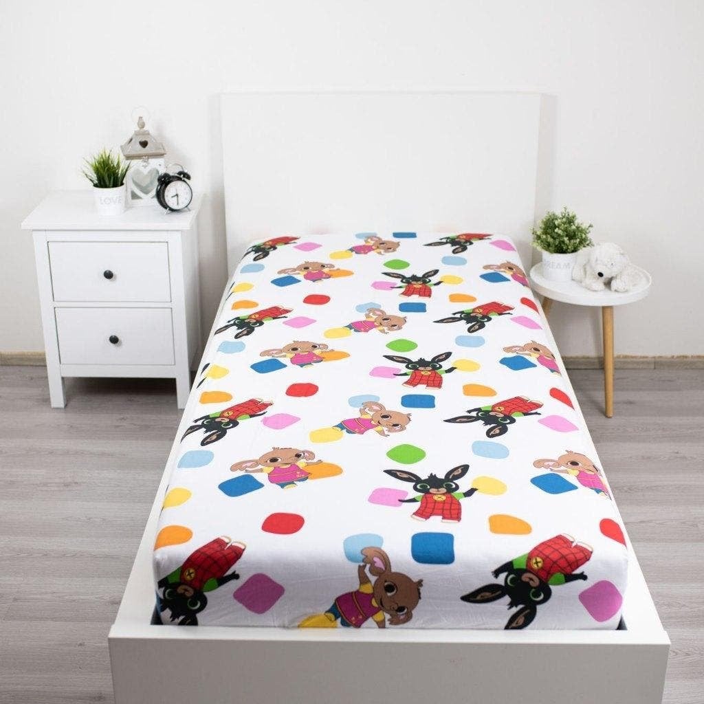 Bing Konijn Hoeslaken 90x200 cm - Bing en Sula, Meerkleurig, Nieuw, Overige typen, Bing