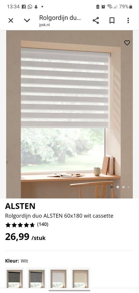 Duo rolgordijn JYSK naturel 3 stuks, Huis en Inrichting, Stoffering | Gordijnen en Lamellen, Ophalen, 100 tot 150 cm, Nieuw, Crème