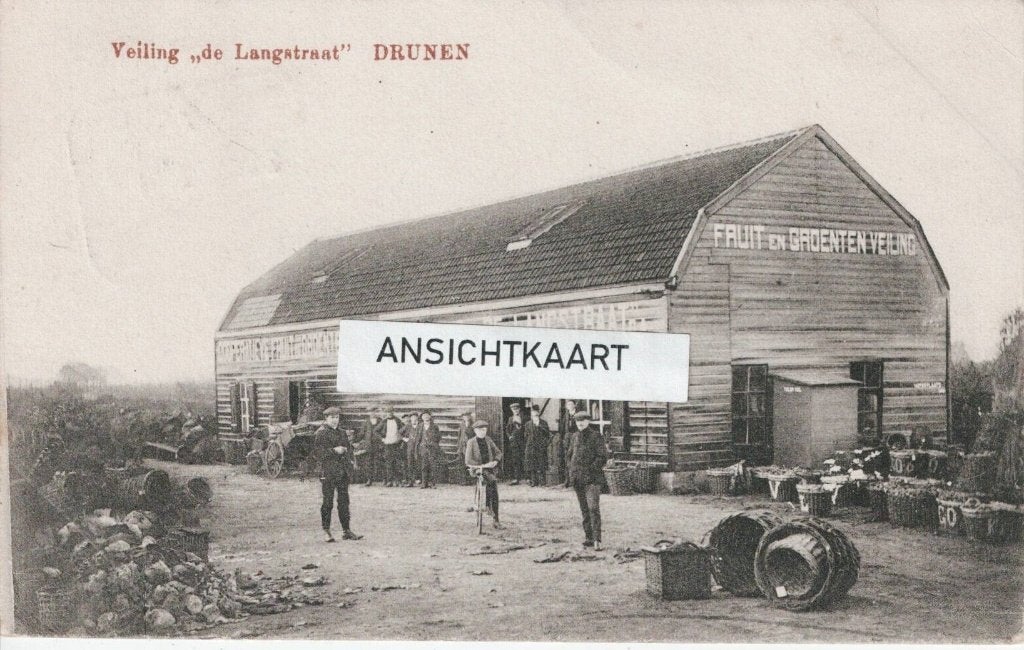 Ansichtkaart Drunen Veiling De Langstraat fruit en groenten, Ophalen of Verzenden, 1920 tot 1940, Gelopen, Noord-Brabant