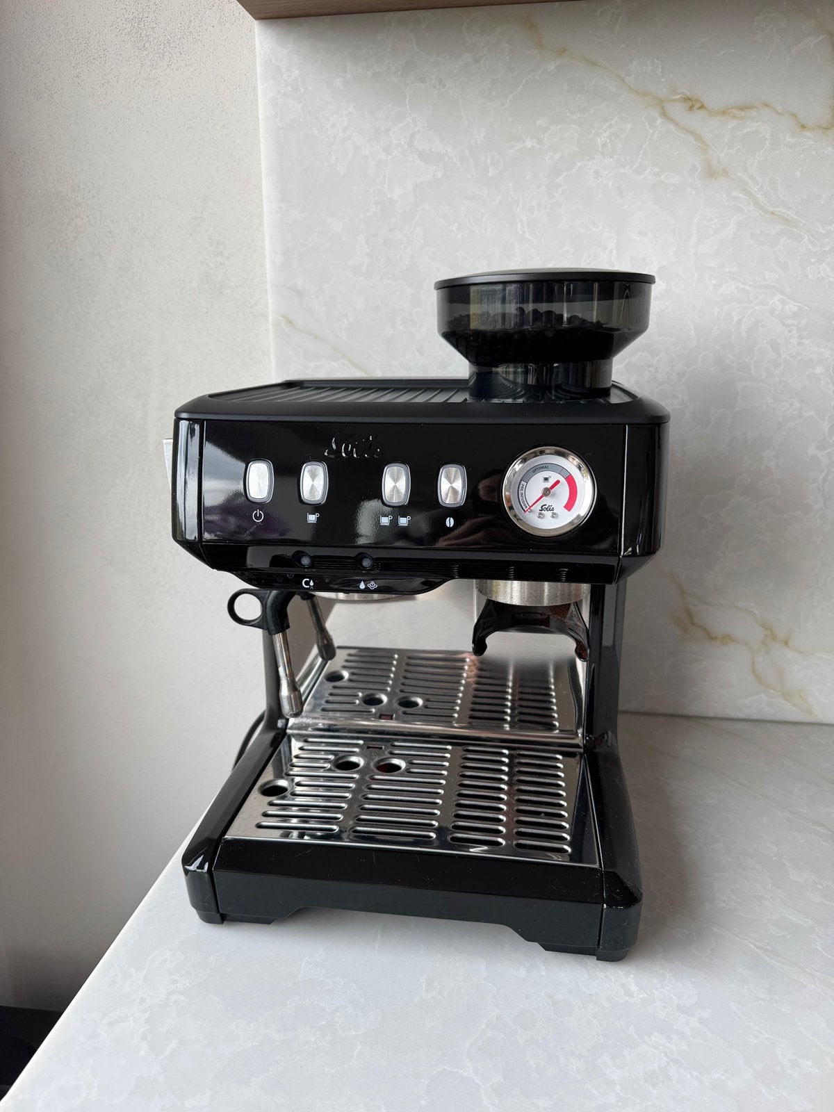 Solis Grind & Infuse Compact 1018, Witgoed en Apparatuur, Koffiezetapparaten, Zo goed als nieuw, Espresso apparaat, Stoompijpje