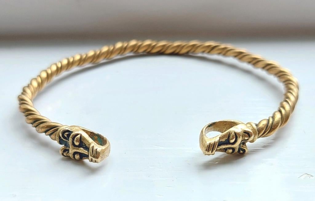 Viking Wolven armband koper brons sieraad, Ophalen of Verzenden, Koper, Armband