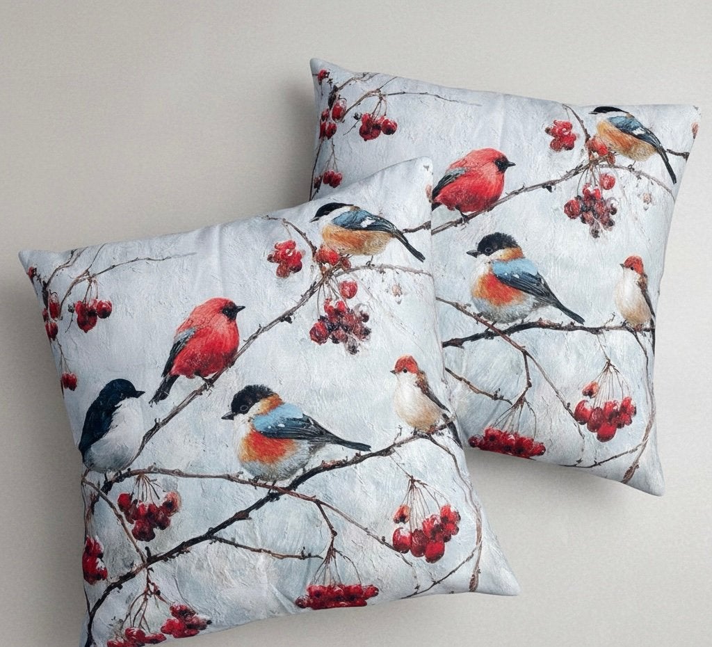 NIEUW !! 2 superleuke kussenhoesjes met vogels, Ophalen of Verzenden, Nieuw, Vierkant, Sierkussen