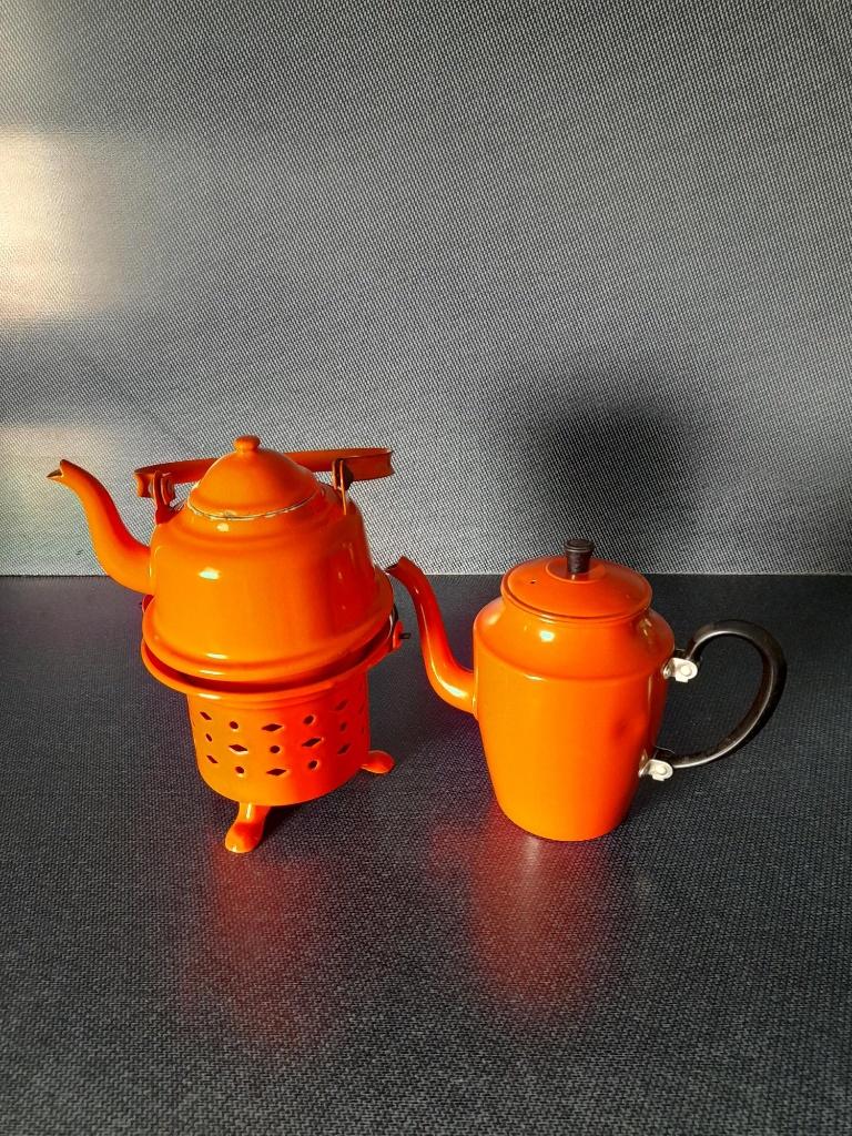 oranje theepot en theelichtje, Ophalen, Overige materialen, Gebruikt, Overige typen