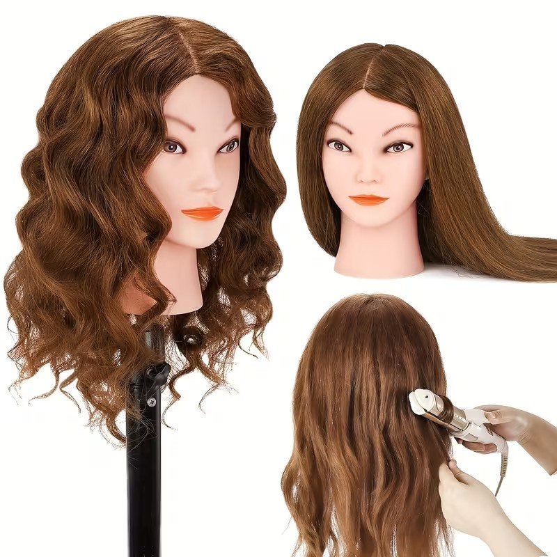 Kapperspop met 70 % echt haar - krullen en stylen nieuw!, Ophalen of Verzenden, Nieuw, Pruik of Haarverlenging