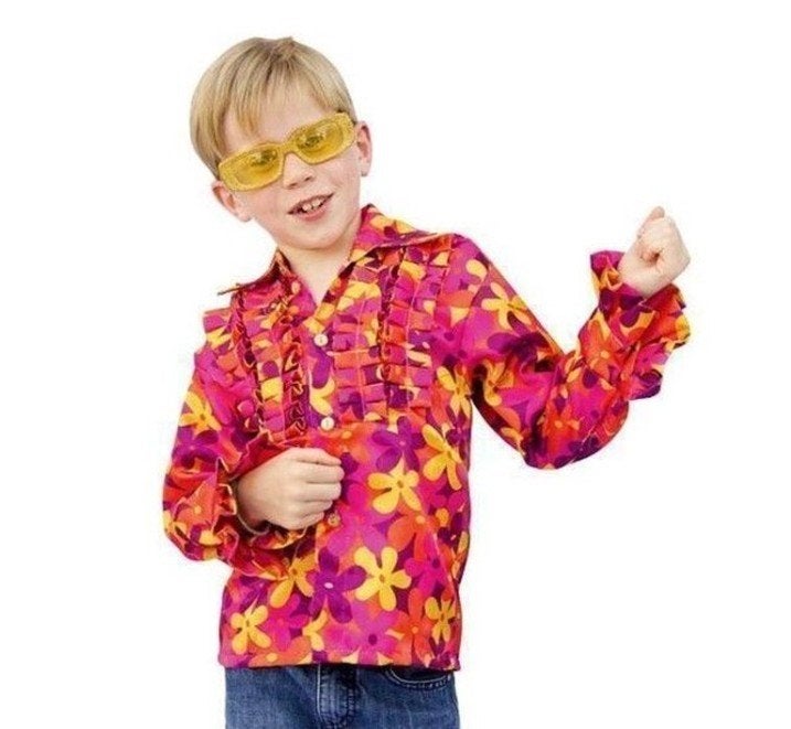 Flower Power Disco blouse mt 116 en 128., Kinderen en Baby's, Carnavalskleding en Verkleedspullen, Ophalen of Verzenden, Nieuw