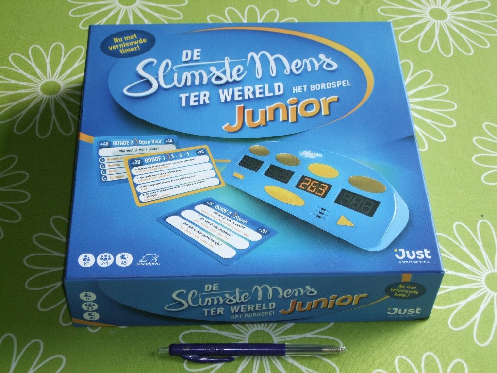 De Slimste Mens ter wereld Junior - het bordspel, Hobby en Vrije tijd, Een of twee spelers, Ophalen of Verzenden, Zo goed als nieuw