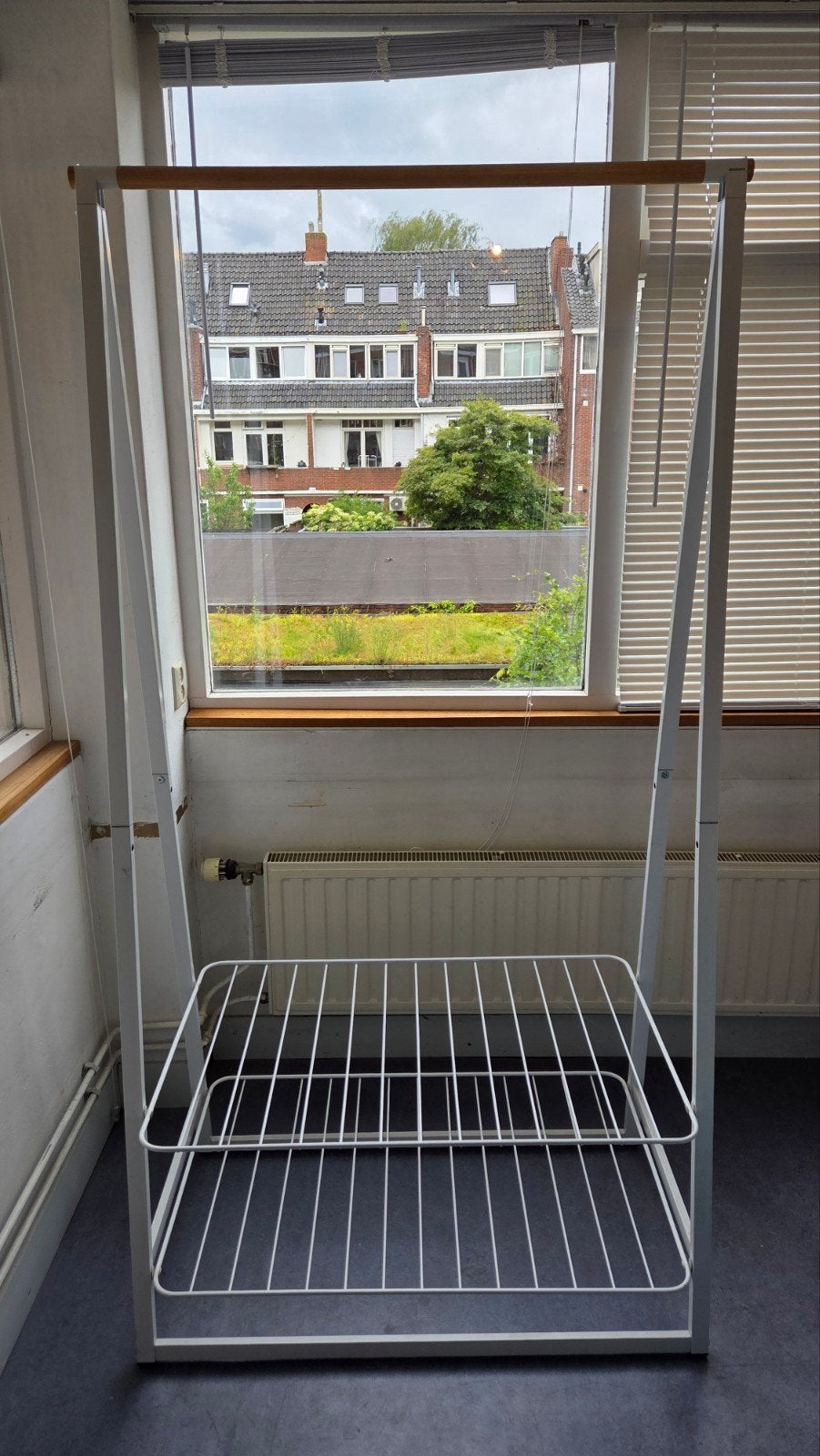 Brabantia Linn Kledingrek Large - Wit met houten details, Ophalen, Gebruikt