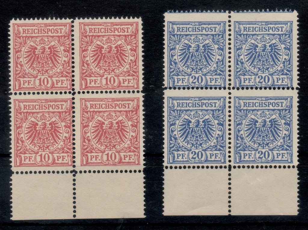 D193) 1889 Reich Mi 47/8 bl van 4 €300 MNH geen garantie, Verzenden, Duitse Keizerrijk, Postfris