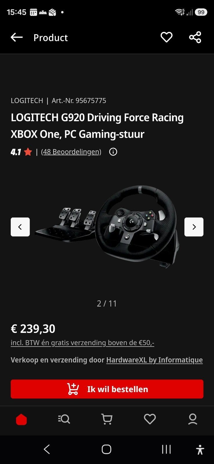Foto 5 van Logitech G920 racestuur + Next Level Racing stalen frame