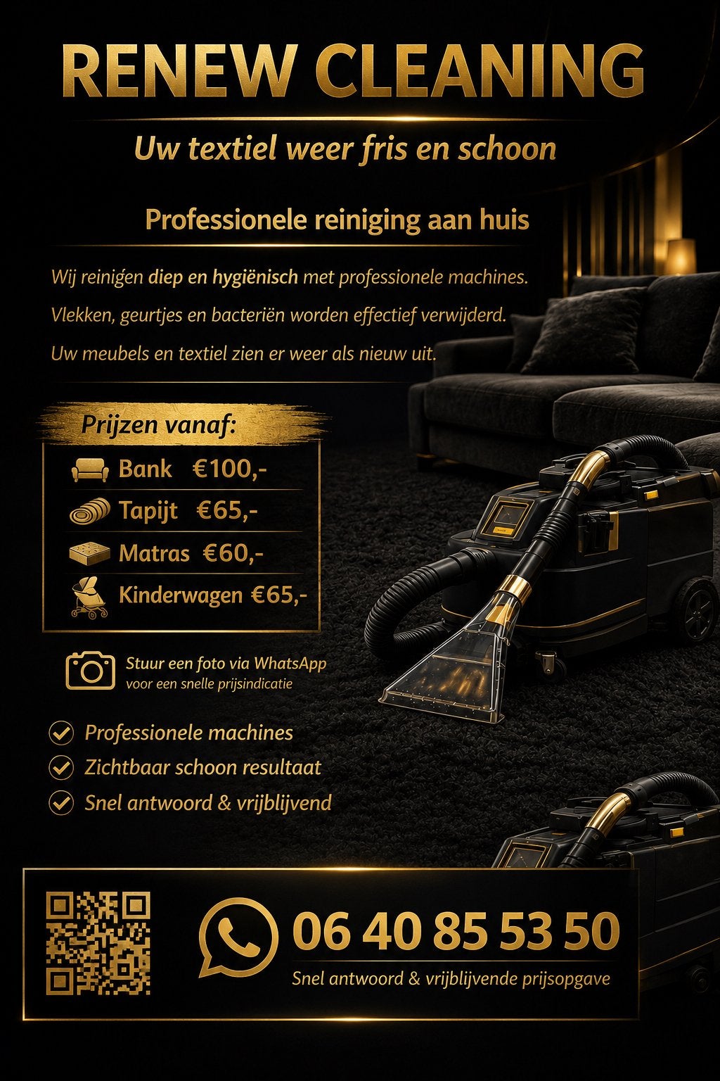 Banken/tapijten textiele meubels reinigen op locatie, Huis en Inrichting, Ophalen of Verzenden