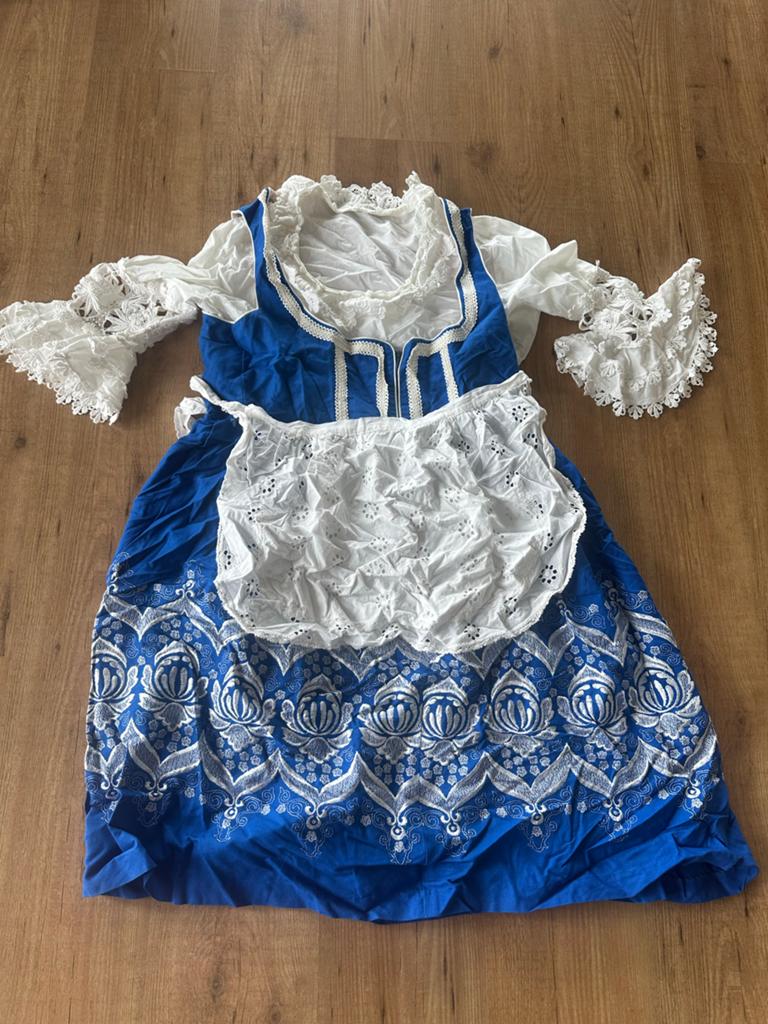 Traditionele Beierse Dirndl Jurk - Blauw/Wit, Maat 42/44 (L), Ophalen of Verzenden, Kleding, Overige thema's