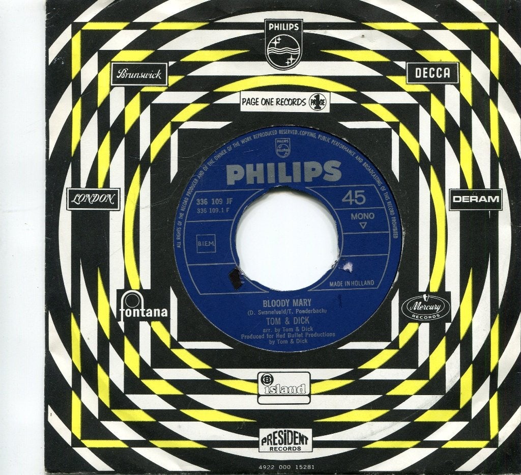 TOM & DICK  -  Bloody Mary, Gebruikt, 7 inch, Ophalen of Verzenden, Nederlandstalig