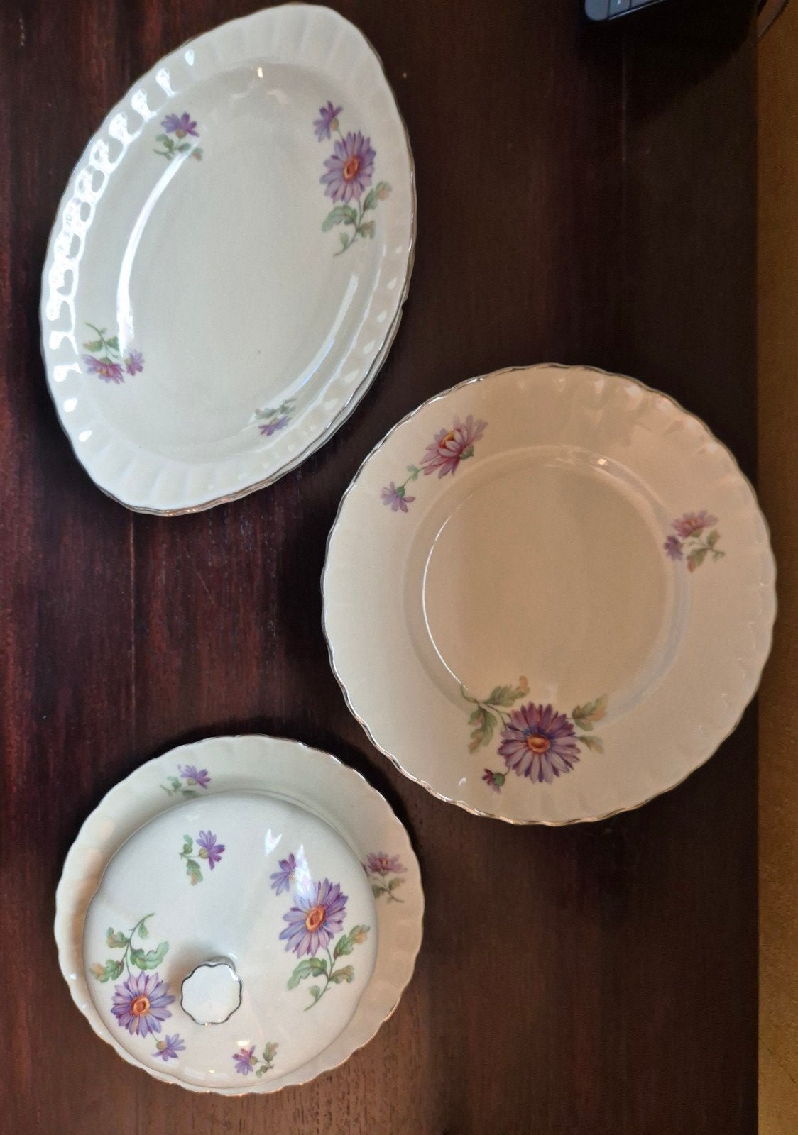 Vintage Mosa Maastricht servies met lila bloemmotief, Ophalen of Verzenden