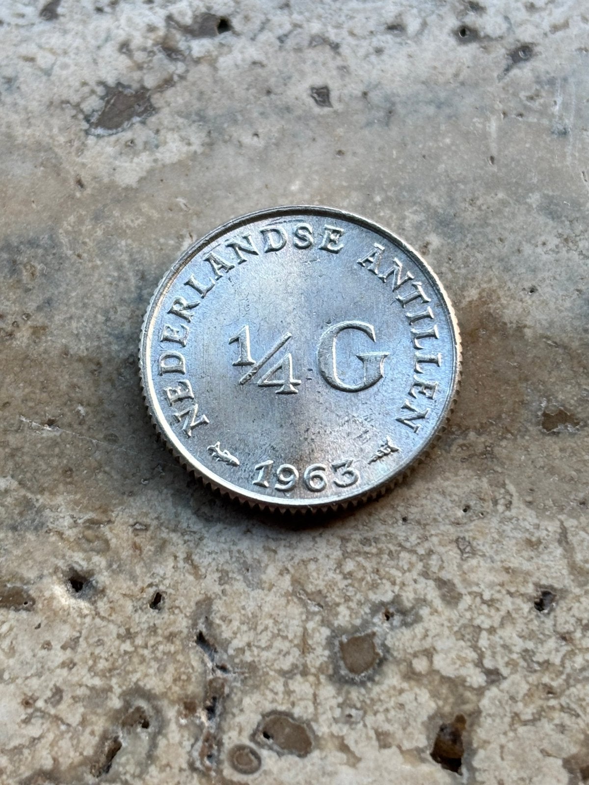 1/4 gulden 1963 Ned Antillen , hoge kwaliteit, Postzegels en Munten, Munten | Nederland, Koningin Juliana, Zilver, 25 cent, Ophalen of Verzenden